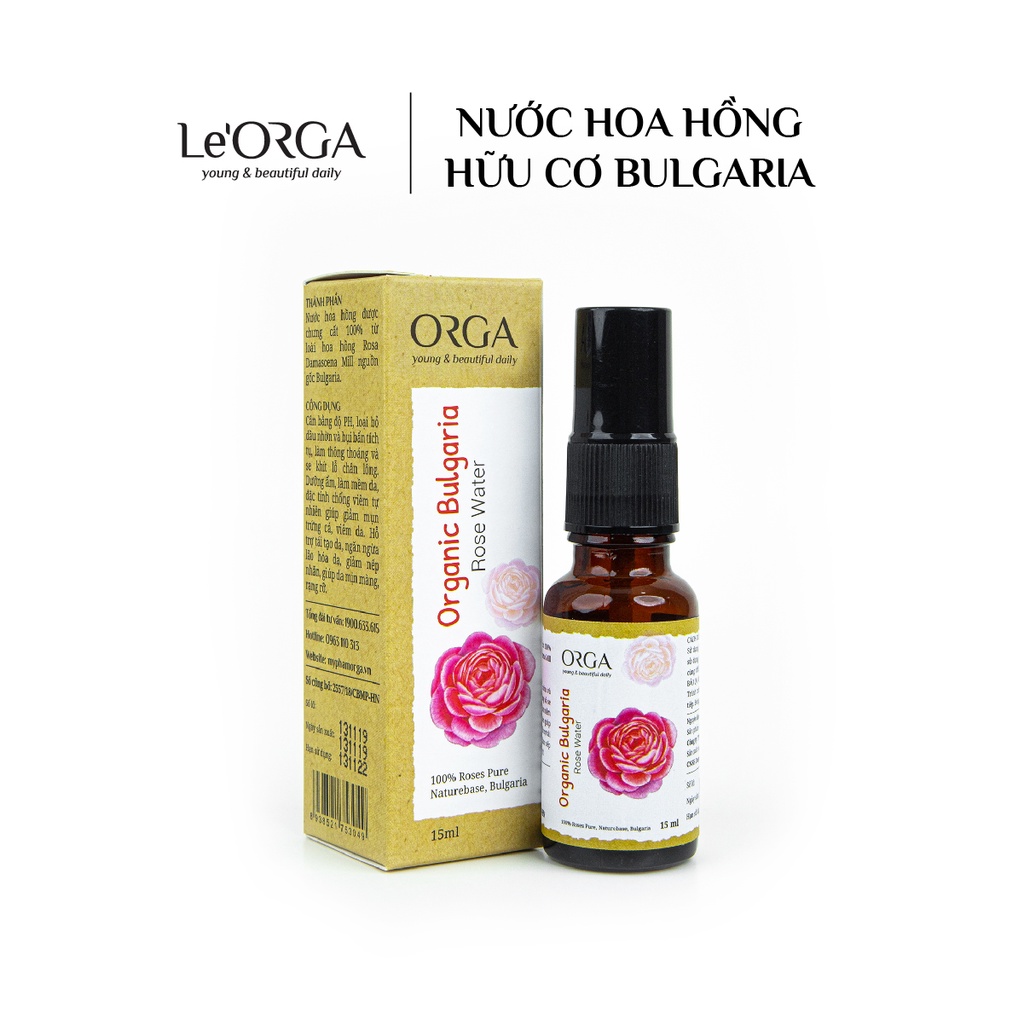 [Mã BMBAU50 giảm 7% đơn 99K] Nước Hoa Hồng Le'Orga - Toner Organic Bulgaria Cân Bằng Da Se Khít Lỗ Chân Lông 15ml