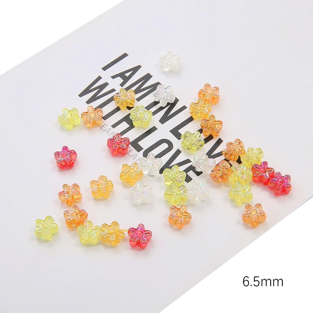 Hạt Xỏ Vòng Đeo Tay Hoa Nhỏ Bằng Acrylic Nhiều Màu Sắc DIY