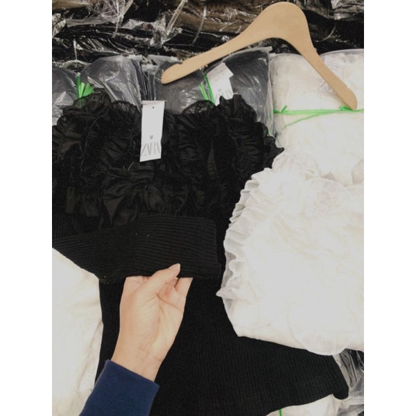 Áo len tăm trễ vai bèo 2 màu cho nữ