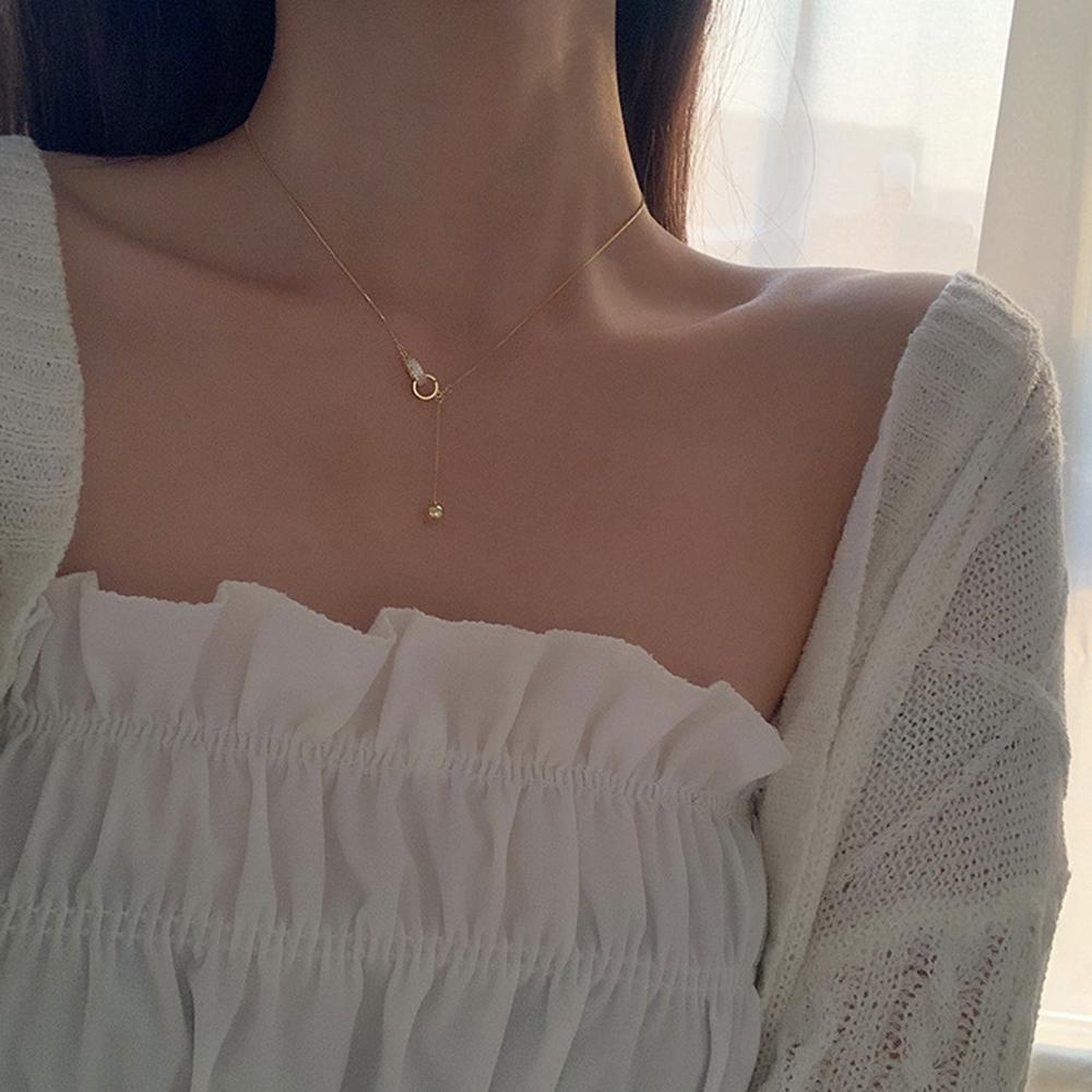 Vòng cổ Hai Lớp Đính Hạt Tròn Thời Trang Hàn Quốc