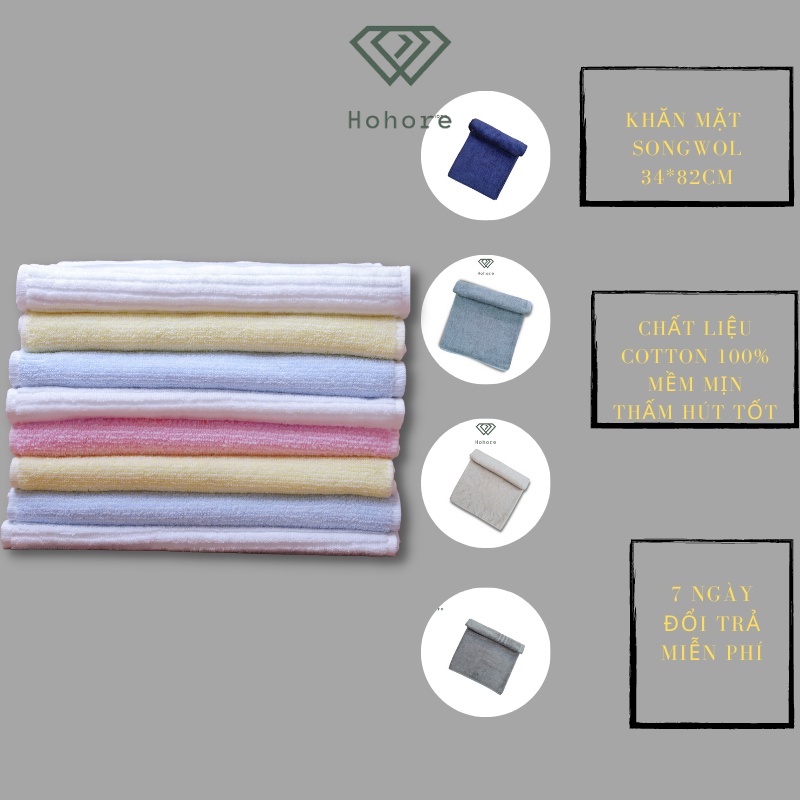 Khăn mặt cao cấp songwol cotton 100% mềm mại thấm hút cực tốt thương hiệu xuất khẩu đạt chuẩn EKO_TEX