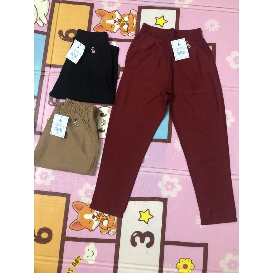 Quần baggy đũi nữ cạp chun chất đũi lụa cao cấp nhẹ mát