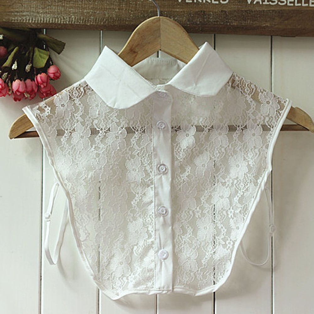 Cổ áo sơ mi bằng cotton phối ren thời trang nữ