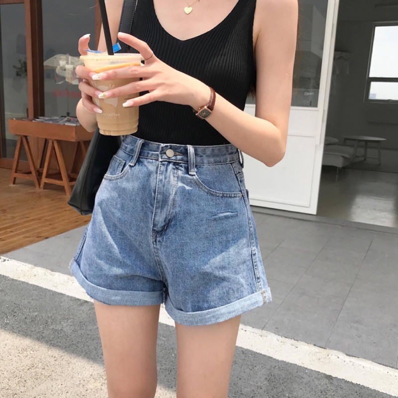 quần sooc jeans ống rộng
