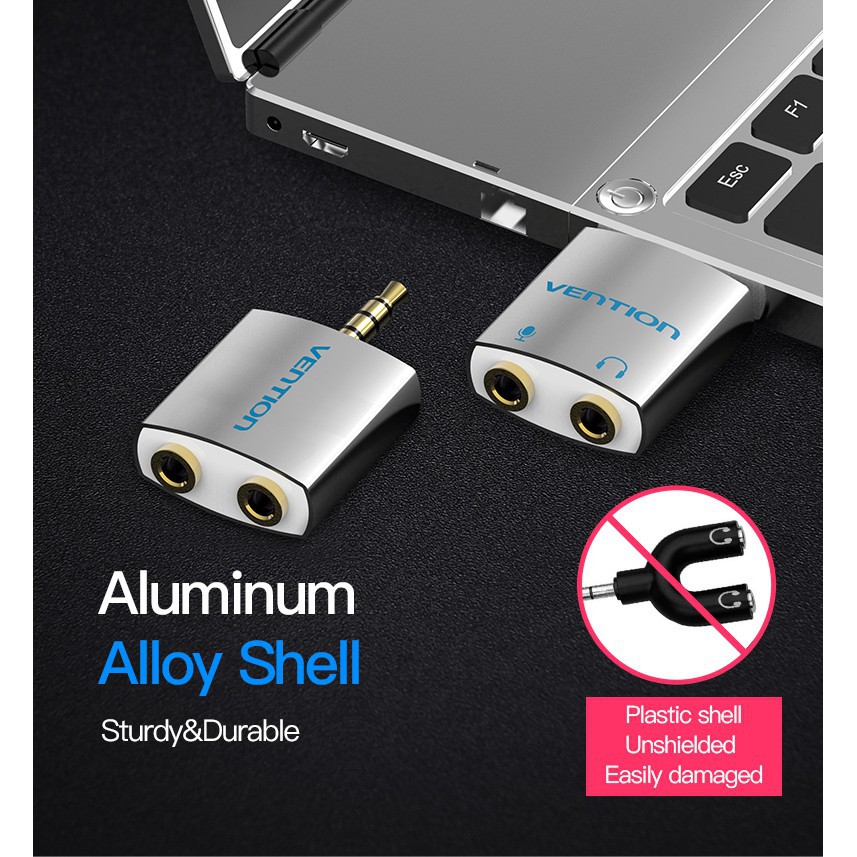 Đầu chuyển đổi âm thanh Vention giắc 3.5mm dành cho máy tính/PC/tai nghe