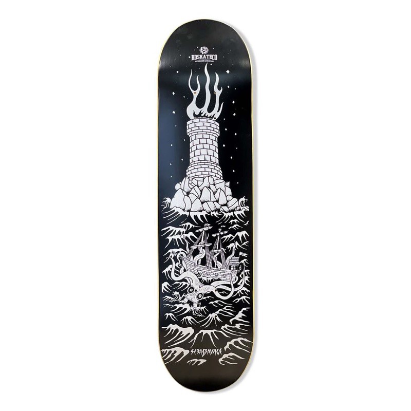 Mặt Ván Trượt Skateboard Cao Cấp Châu Âu - BDSKATECO SEBAS LIGHTHOUSE BLACK DECK 8.0