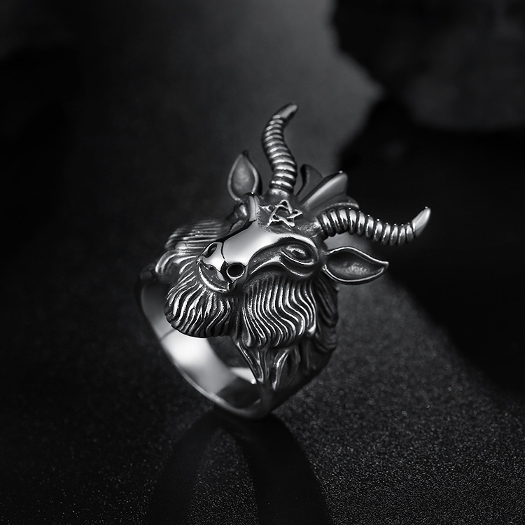 Nhẫn Hình Sừng Dê Satan Độc Đáo Thời Trang Cho Nam