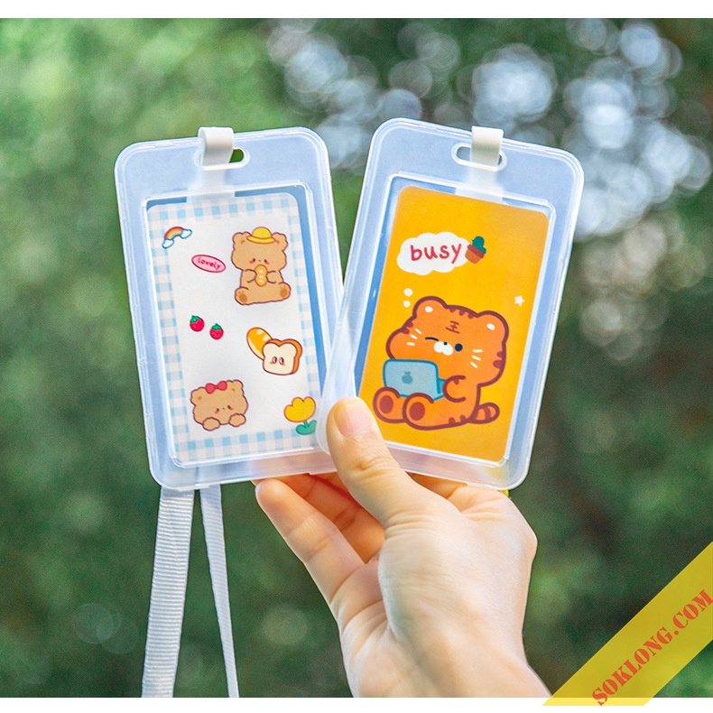 Dây đeo thẻ trong suốt K63 bao đựng thẻ cute card holder đựng thẻ sinh viên học sinh, thẻ bus dễ thương