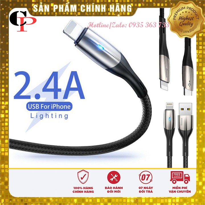 cáp sạc nhanh 💖 CHÍNH HÃNG 💖 Dây sạc iphone Baseus Horizontal Data Lightning bọc cao su dài chống gãy đầu chắc chắn