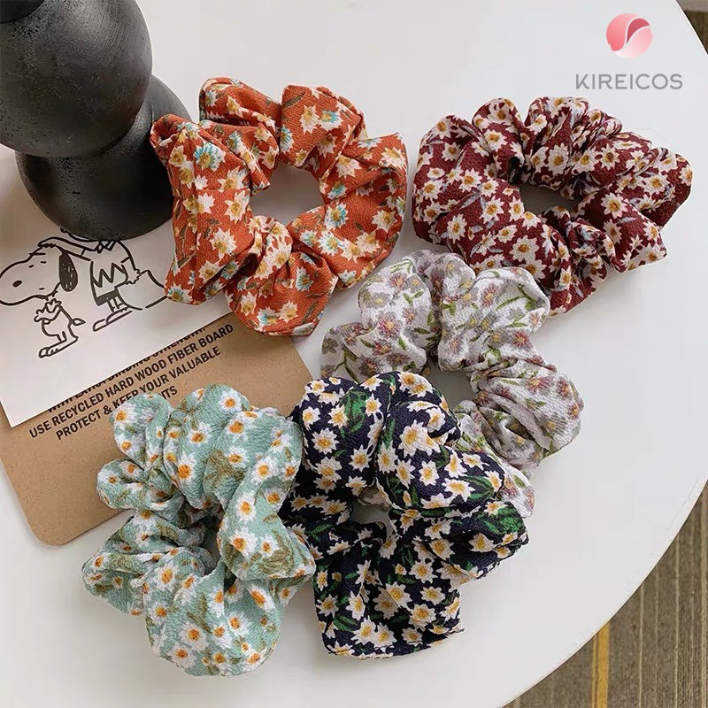 Bèo Cột Tóc Scrunchies Loại Trung In bông nhí Cổ Điển CT0003