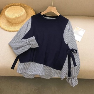 [Bigsize] Áo thu Bigsize phối sơmi siêu xinh
