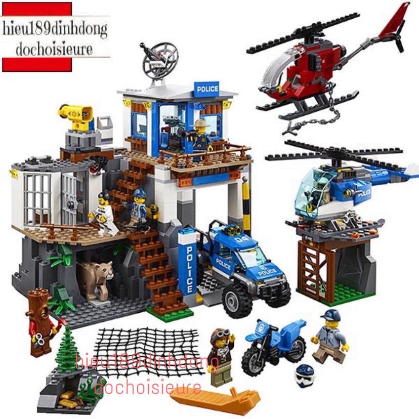 Lắp ráp xếp hình NOT Lego City 60174 Lepin 02097 queen 82071 bela 10865 : Trụ Sở Cảnh Sát Núi 742 mảnh.