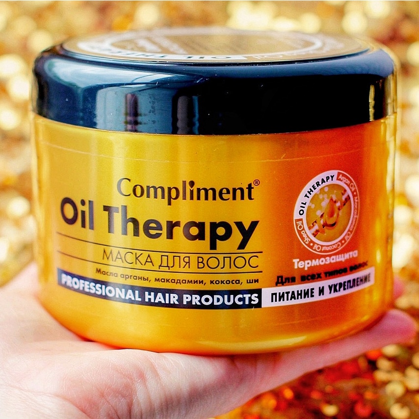 Ủ tóc Oil Therapy Compliment Argan Oil phù hợp với mọi loại tóc, giúp phục hồi tóc hư tổn, chẻ ngọn, giảm tóc gãy rụng