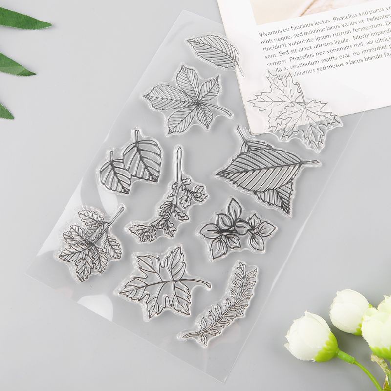 Con Dấu Silicon Trong Suốt Dập Nổi Họa Tiết Lá Cây Dùng Trang Trí Sổ Tay / Album Ảnh / Thiệp Thủ Công Diy