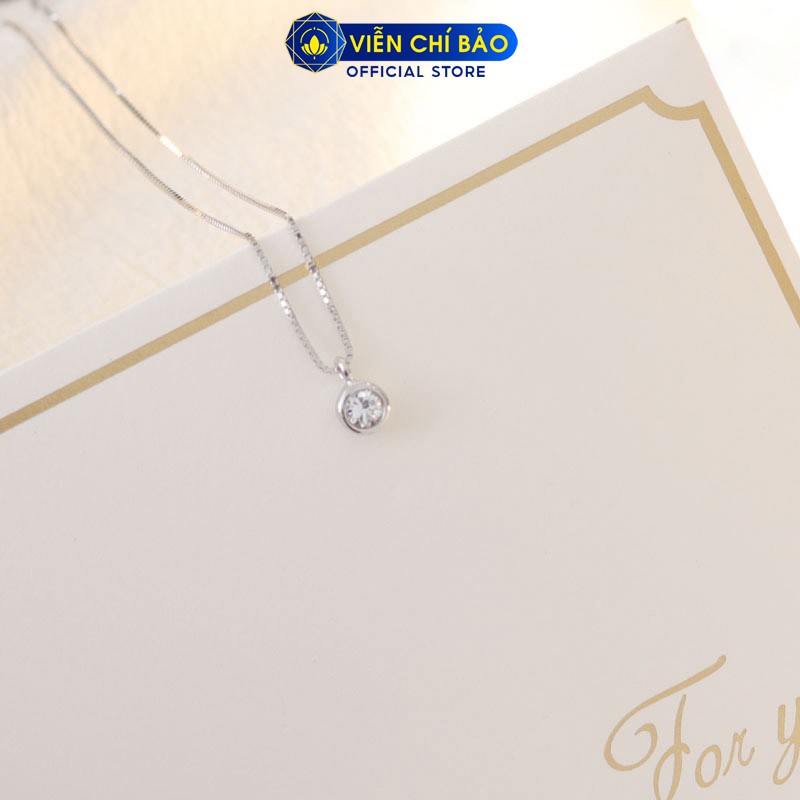 Dây chuyền bạc nữ mặt tròn đính đá trắng nhỏ bạc 925 thời trang phụ kiện trang sức nữ Viễn Chí Bảo D400485x