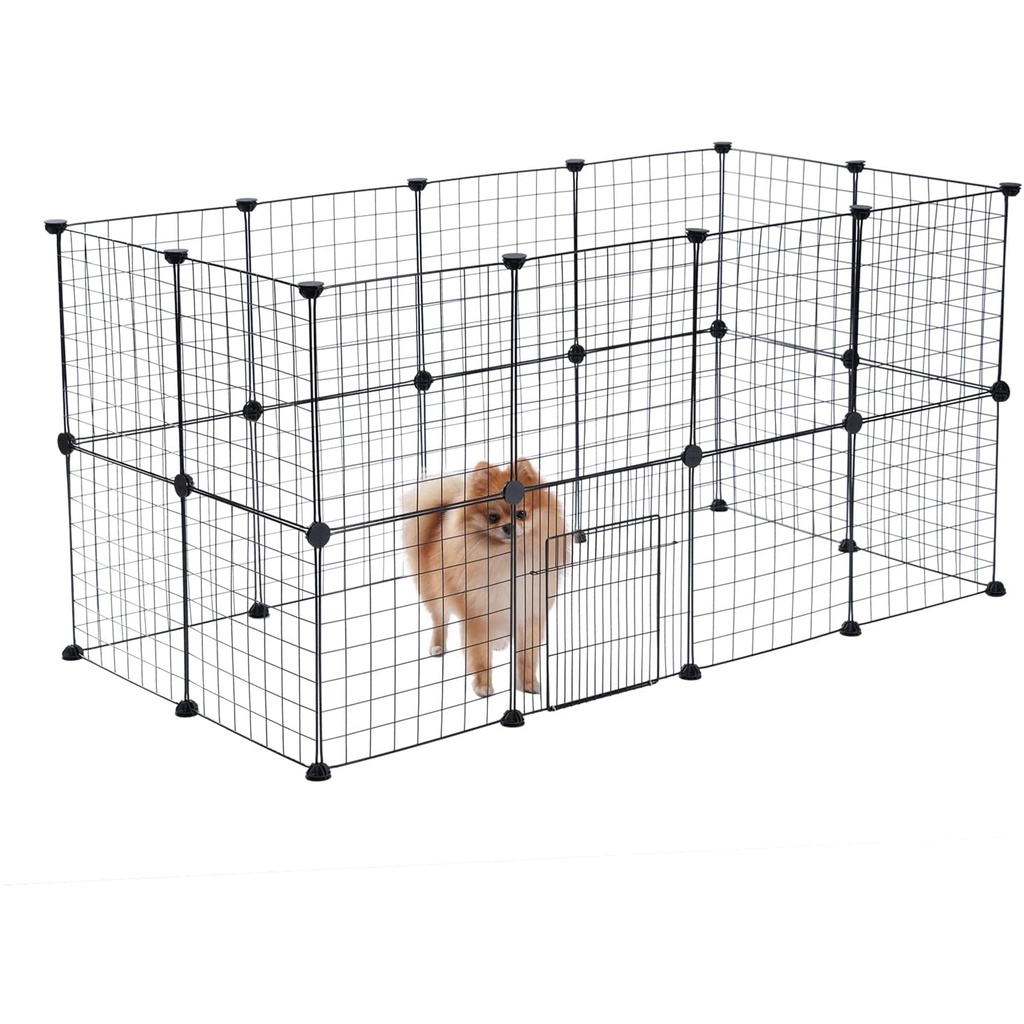 (70*105*105 cm) 24 Miếng Lưới Sắt Lắp Ghép Hàng Rào Lồng Quây Chó Mèo Sóc Hamster Tiện Lợi