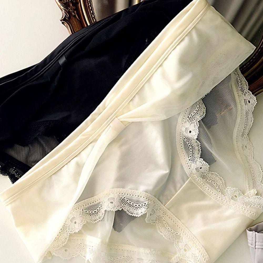 OCEANMAP Sexy Panties Sweet Low-Waist Lace Cotton Crotch Soild Color Girls Women Briefs