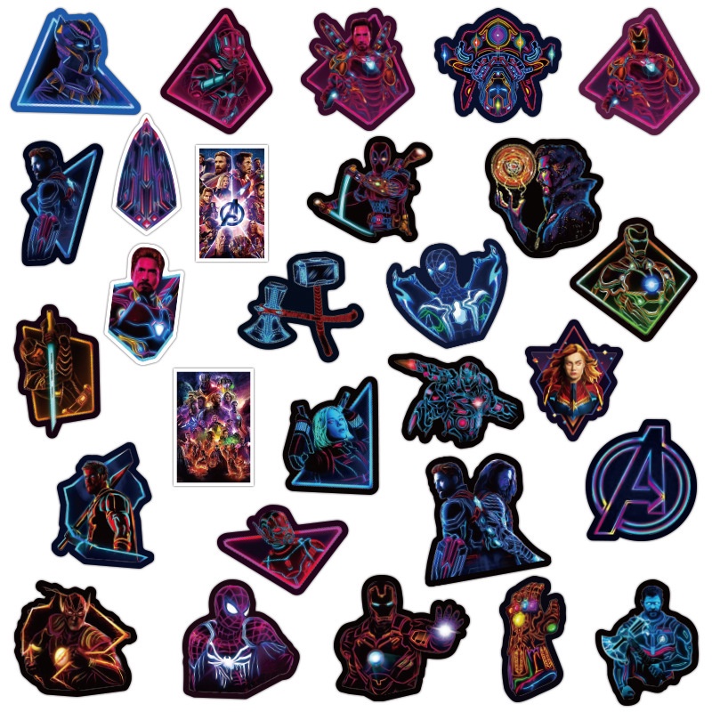 Set 100/50 miếng dán trang trí chống thấm nước hình các siêu anh hùng Marvel độc đáo
