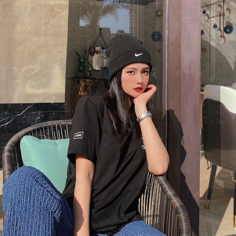 Mũ dệt kim họa tiết thêu phong cách thời trang hip hop