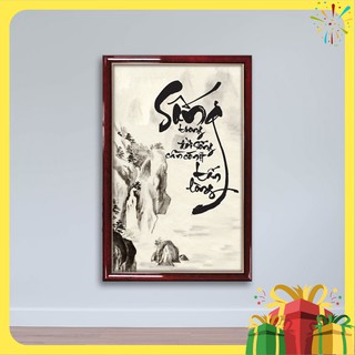 Tranh tết treo tường thư pháp chữ Sống ép gỗ TT1438