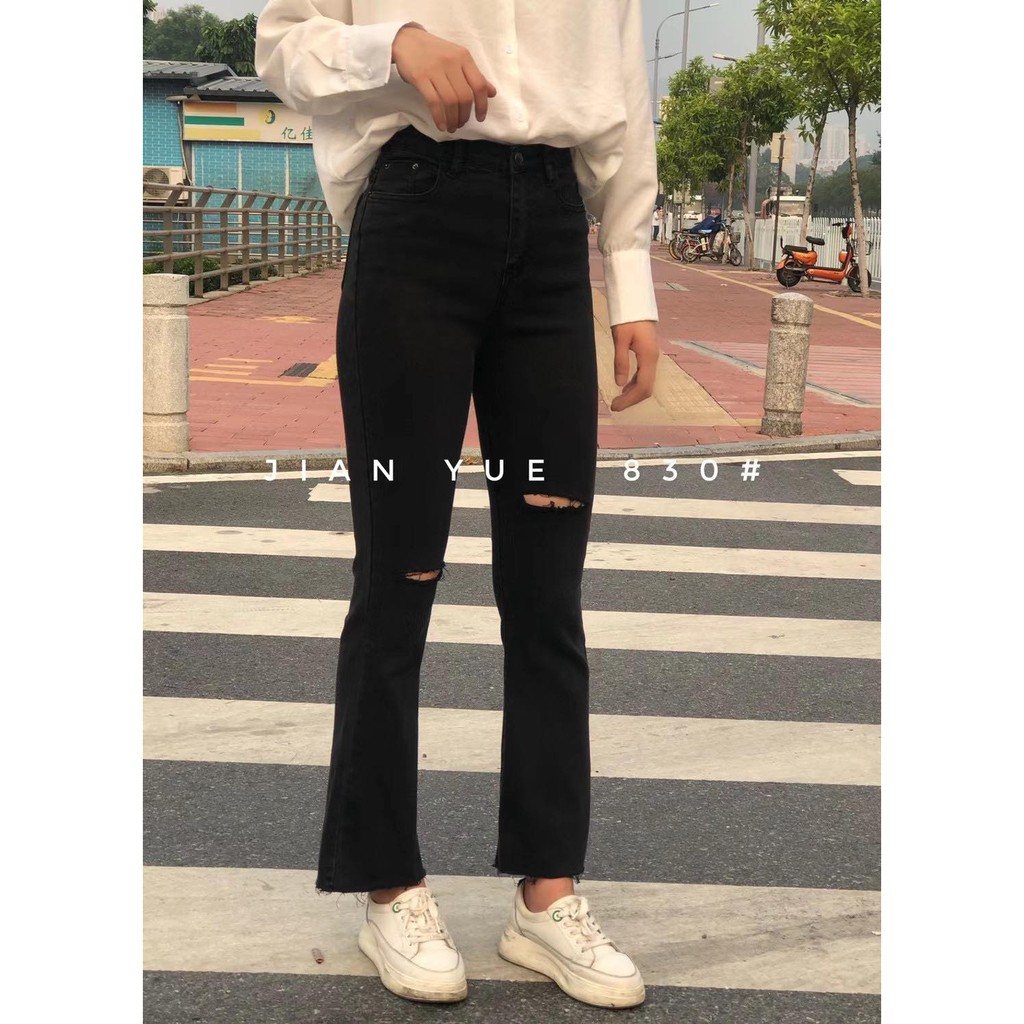 QUẦN LOE SKINNY CO GIÃN RÁCH GỐI QB830