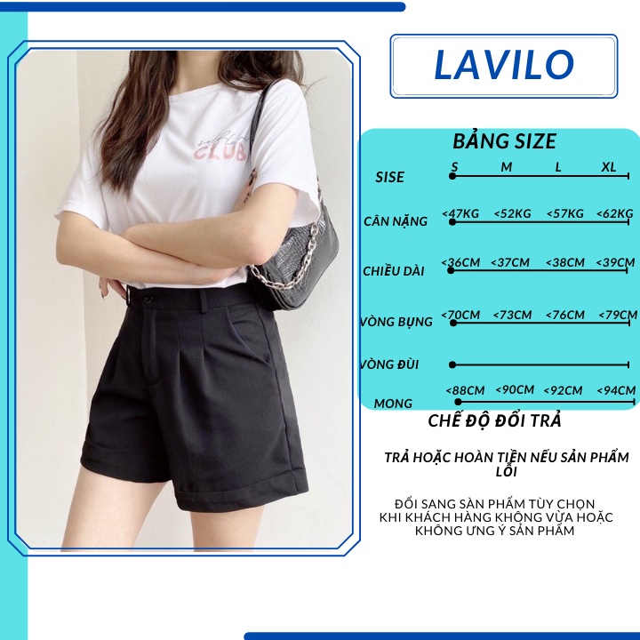 Quần Short đùi lững nữ gập gấu ống rộng lưng cạp cao ulzzang bigsize mùa hè LAVILO QD003 | BigBuy360 - bigbuy360.vn
