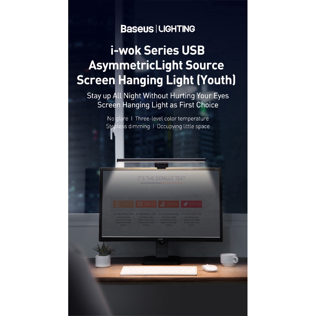 Đèn led Baseus 3 chế độ sáng gắn màn hình máy tính laptop/PC tiện dụng