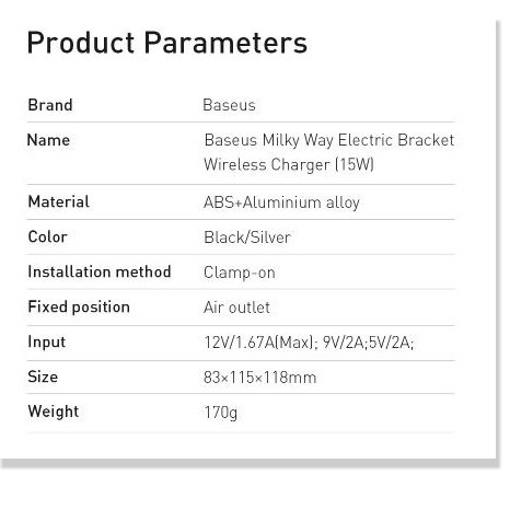 Giá Đỡ Điện Thoại, Đế Sạc Điện Thoại Không Dây Baseus Trên Ô Tô Sạc Nhanh 15W Cho Apple, Samsung | BigBuy360 - bigbuy360.vn