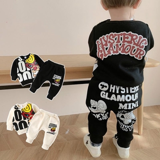 Winter Fashion New Kids Girls and Boys Cool Thicken T-shirt + Pants Cartoon Clothing Set