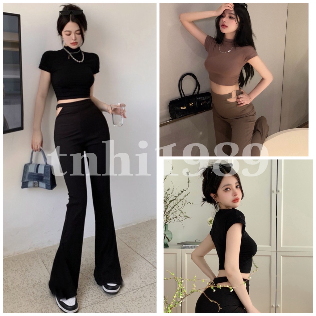 quần ống loe khoét eo siêu tôn dáng