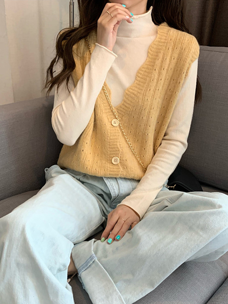 Áo sweater SUXI dệt kim cổ chữ V phong cách Hàn Quốc thời trang dành cho nữ