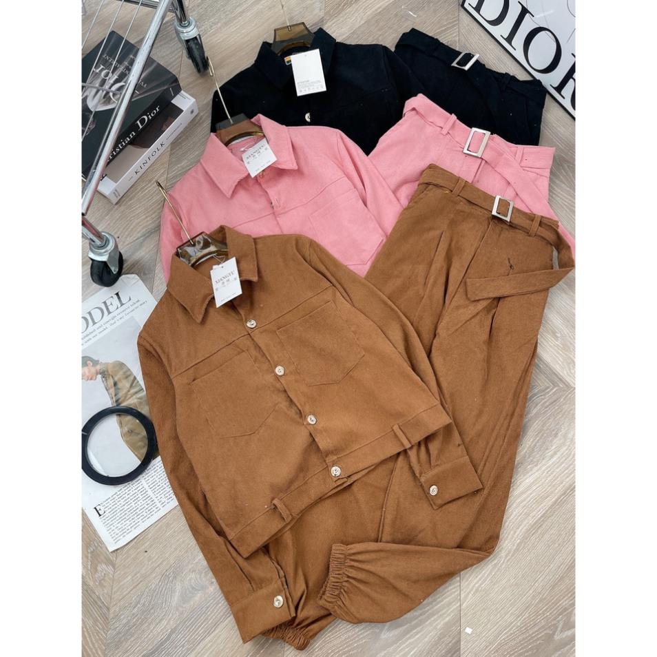 [ 𝐅𝐑𝐄𝐄 𝐒𝐇𝐈𝐏 ] SET BỘ NHUNG TĂM 4 MÓN ÁO QUÂY NỮA QUẦN JOGGER BOM