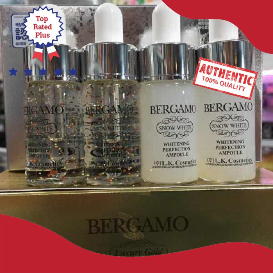 Set 4 chai serum dưỡng da BERGAMO SNOW WHITE & VITA-WHITE WHITENING PERFECTION AMPOULE 13ml