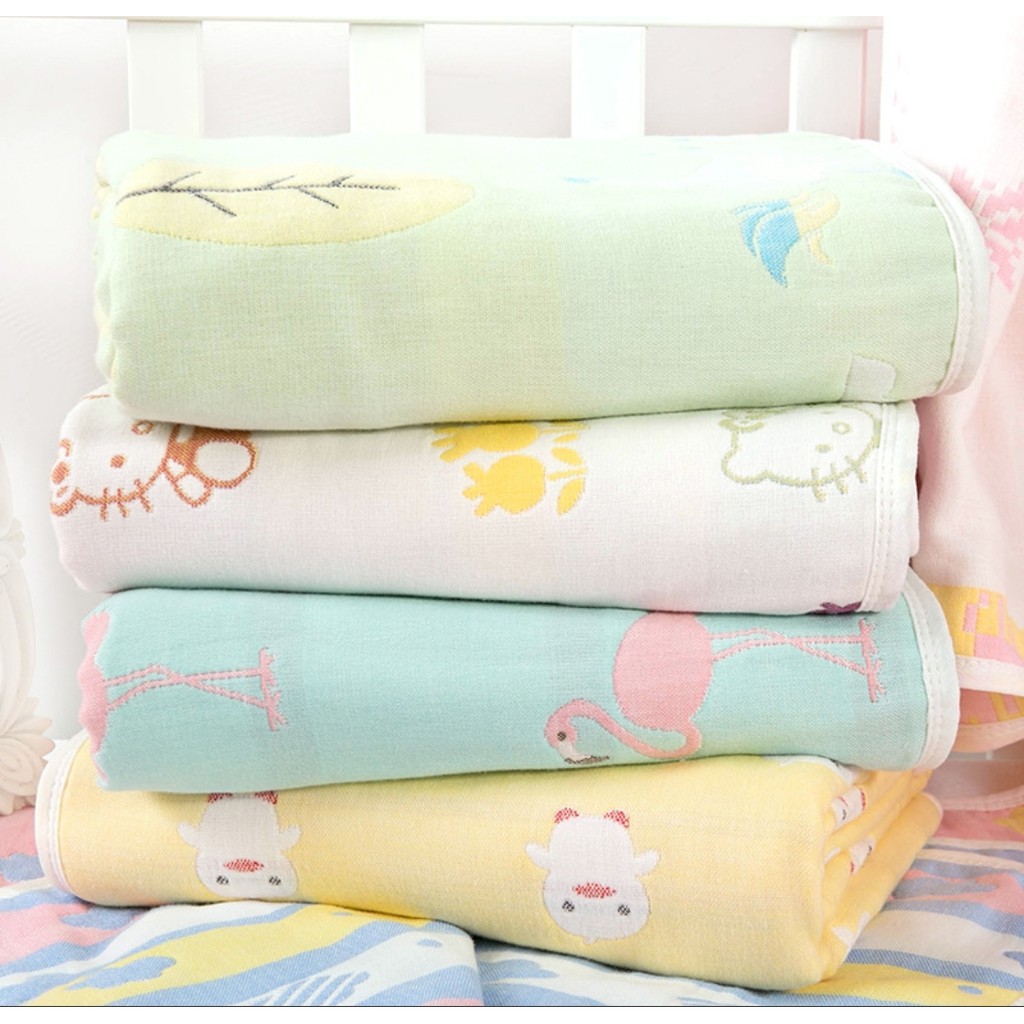 Chăn, Mền Cotton 6 lớp họa tiết xinh xắn cho bé (KT: 110 x 110cm)