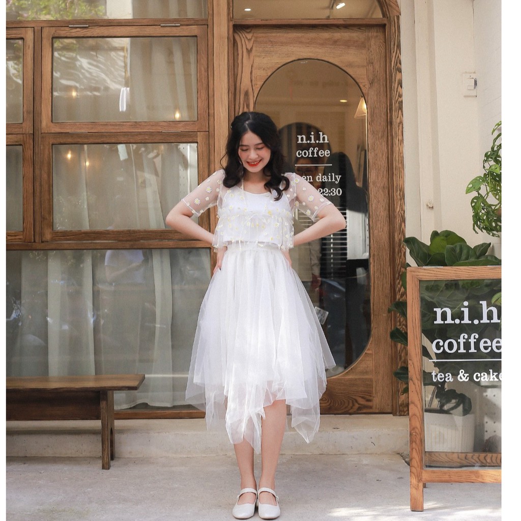 Chân váy đi chơi dự tiệc splited skirt chân váy tulle cắt xẻ caocaobycaochen