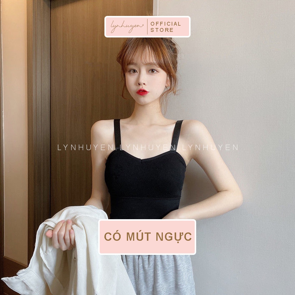 Áo 2 Dây Nữ Có Mút Ngực Bản To Croptop Chất Thun Lynhuyen A019