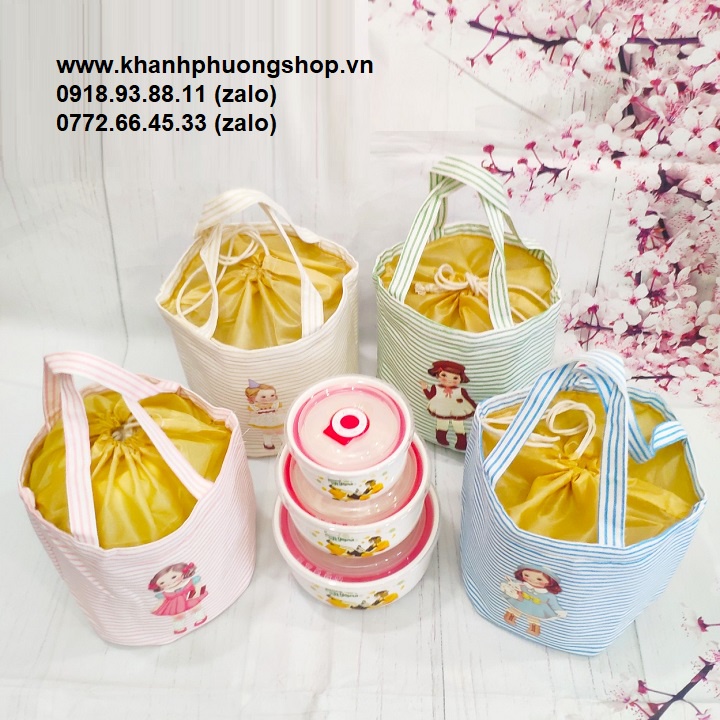 Bộ 3 thố sứ đựng cơm có nắp - bộ 3 thố sứ đựng cơm