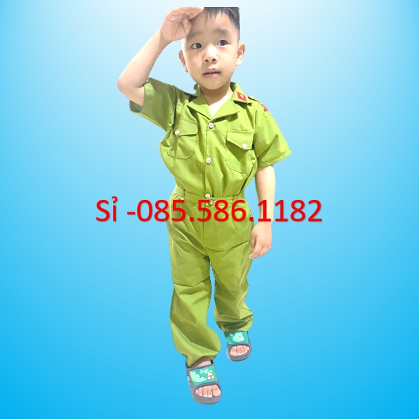 (10-27kg) Bộ quần áo công an cho bé loại đẹp