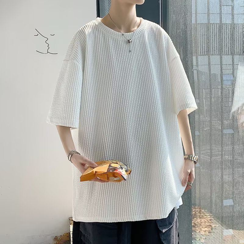 Áo Thun nam form rộng Cotton áo trắng Trơn Cổ Tròn Ngắn Tay Cỡ Lớn áo phông form rộng Thời Trang Unisex Đơn Giản áo phông nữ