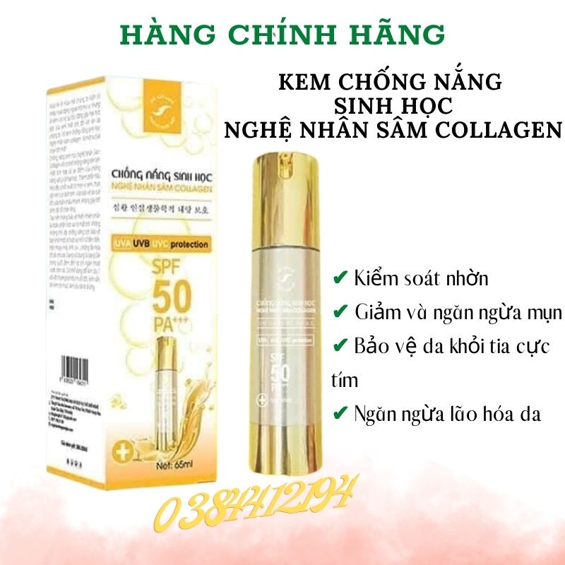 Kem chống nắng sinh học chống lão hóa nghệ nhân sâm collagen Hoàng Ngọc Diệp lành tính, kiềm dầu tốt ( hàng chính hãng)