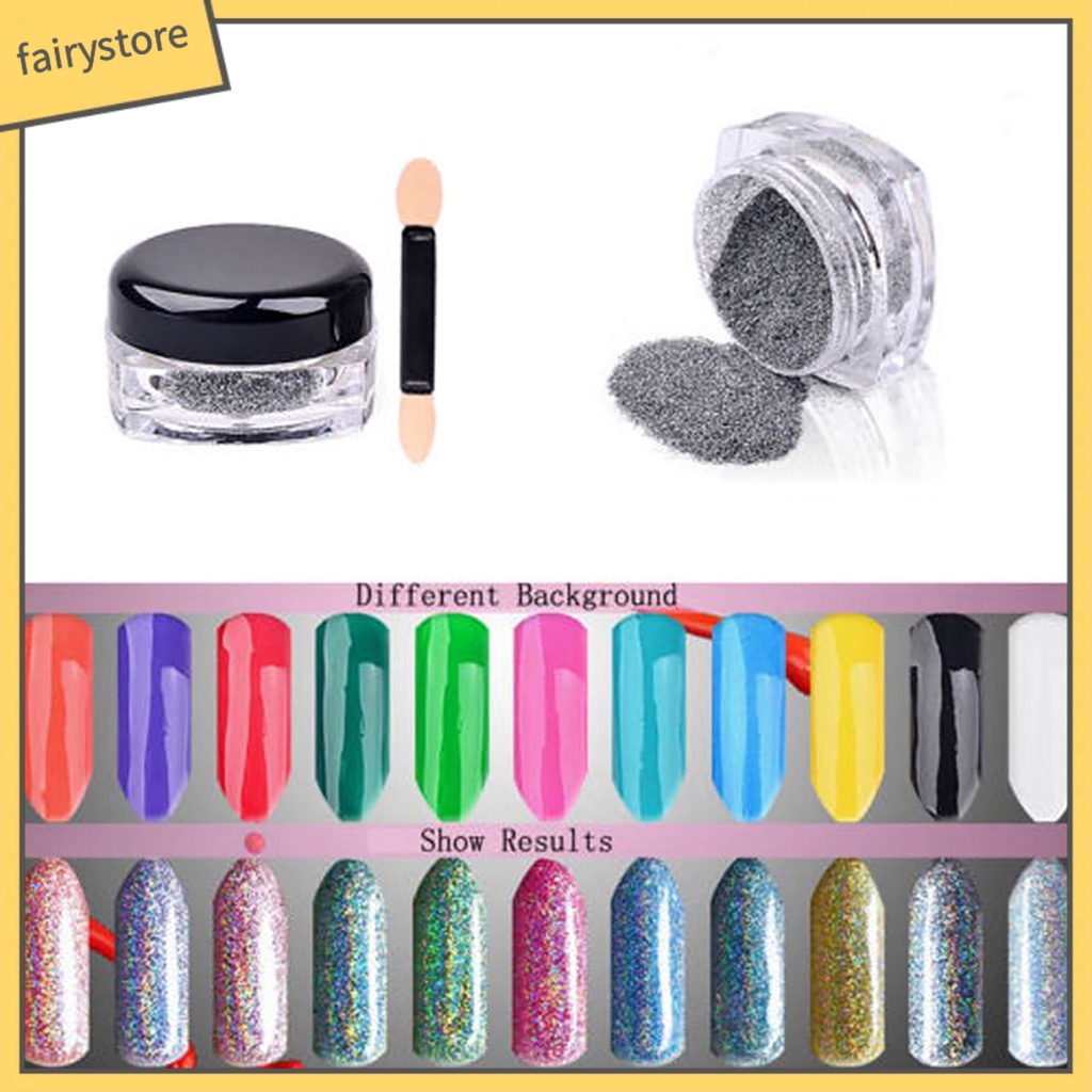 Lọ bột kim tuyến lấp lánh sáng bóng kèm cọ dùng trang trí móng tay nghệ thuật độc đáo