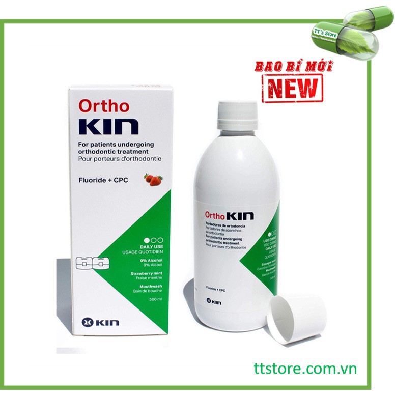 Ortho KIN 500ml - Nước súc miệng cho răng niềng, chỉnh nha [Orthokin, ortokin]