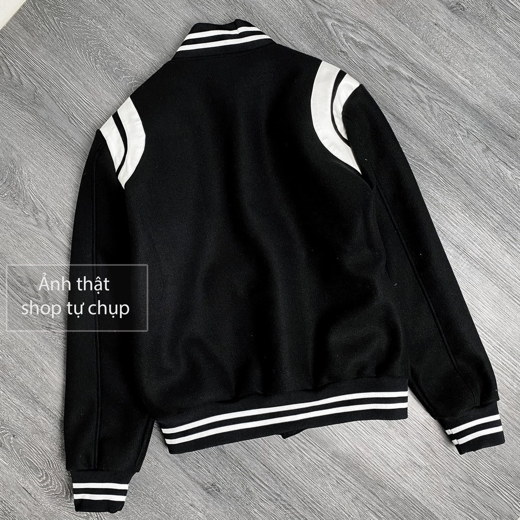 Áo Bomber Nam BOM HOUSE Áo Khoác Bomber Nam Nữ Nỉ Bóng Chày Teddy