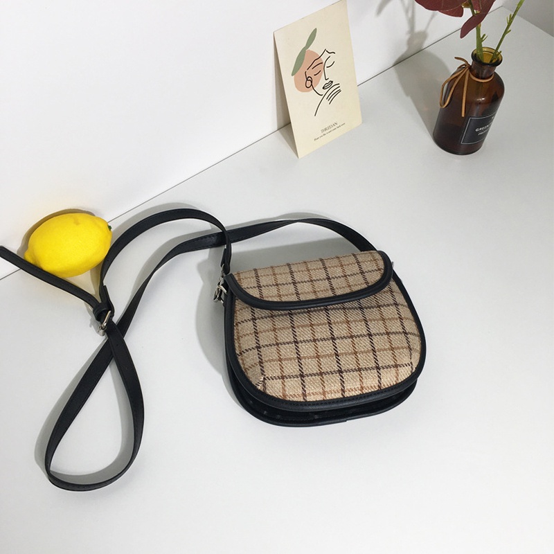 Túi đeo vai IELGY họa tiết kẻ sọc phong cách Hàn Quốc cổ điển thời trang cho nữ