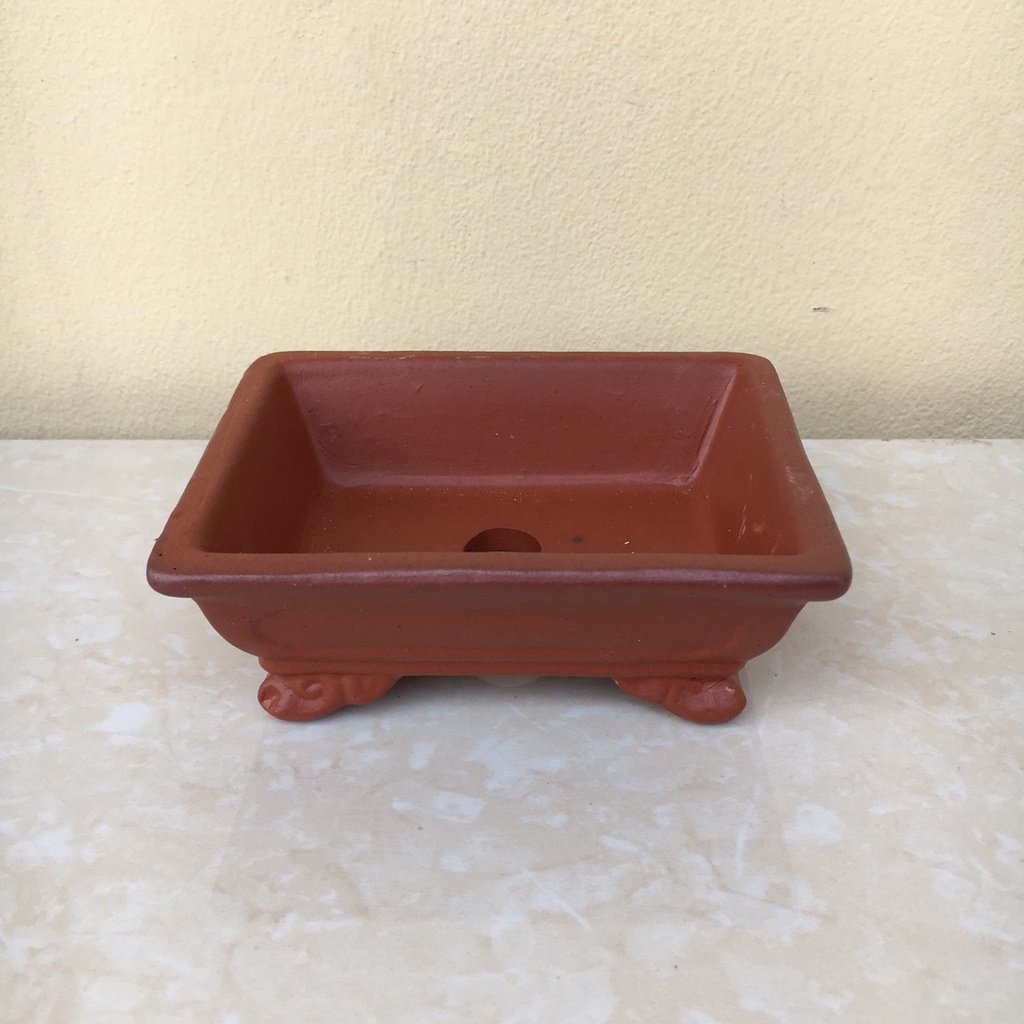 Chậu Chữ nhật bonsai sen đá mini đất nung màu đỏ son gốm Bát tràng 1 size SP342