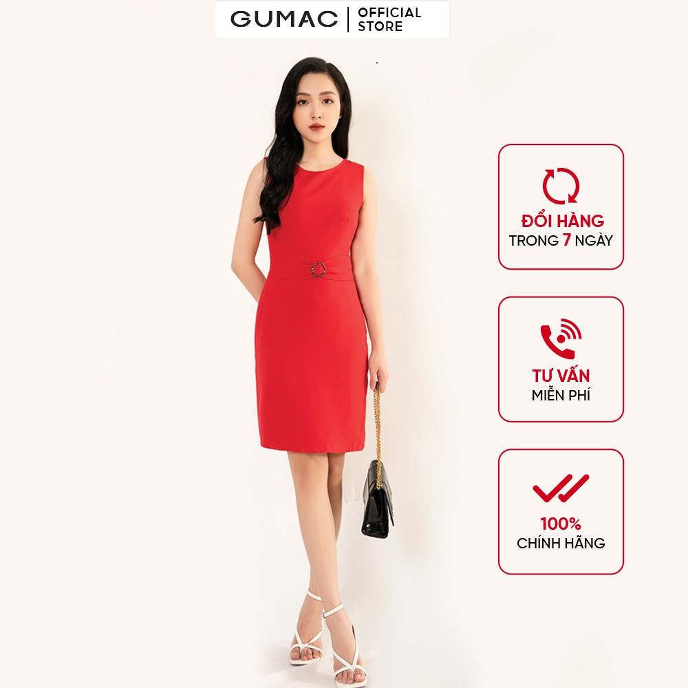 [Mã MABR07062 giảm 8% tối đa 50K đơn từ 249K] Đầm gile phối chốt đai GUMAC DB3232