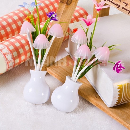 Đèn Ngủ Cảm Ứng Chậu Hoa (Tự Sáng Khi Trời Tối)