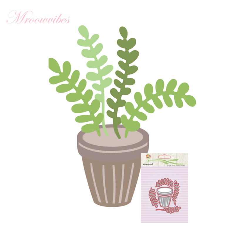 Khuôn Cắt Giấy Kim Loại Hình Chậu Hoa Xinh Xắn