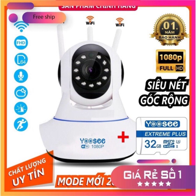 CAMERA WIFI -  Camera Ip YooSee 3 Râu Full HD 2.0Mpx 1080p Tiếng Việt Mới 2020 - CAMERA WIFI