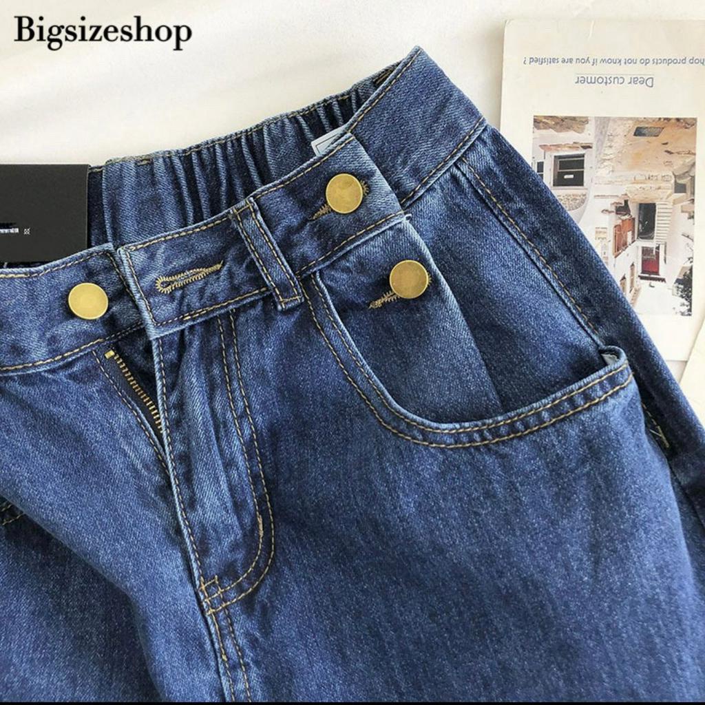 Quần Jean BAGGY Trơn  Lưng Thun Basic Bigsize, Jean Co Giãn 4 Chiều